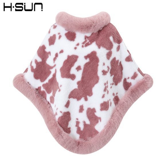 Capa tipo chal de otoño e invierno 2026, nueva bufanda de piel sintética de conejo, abrigo de punto para mujer, prenda exterior holgada y versátil. image 69
