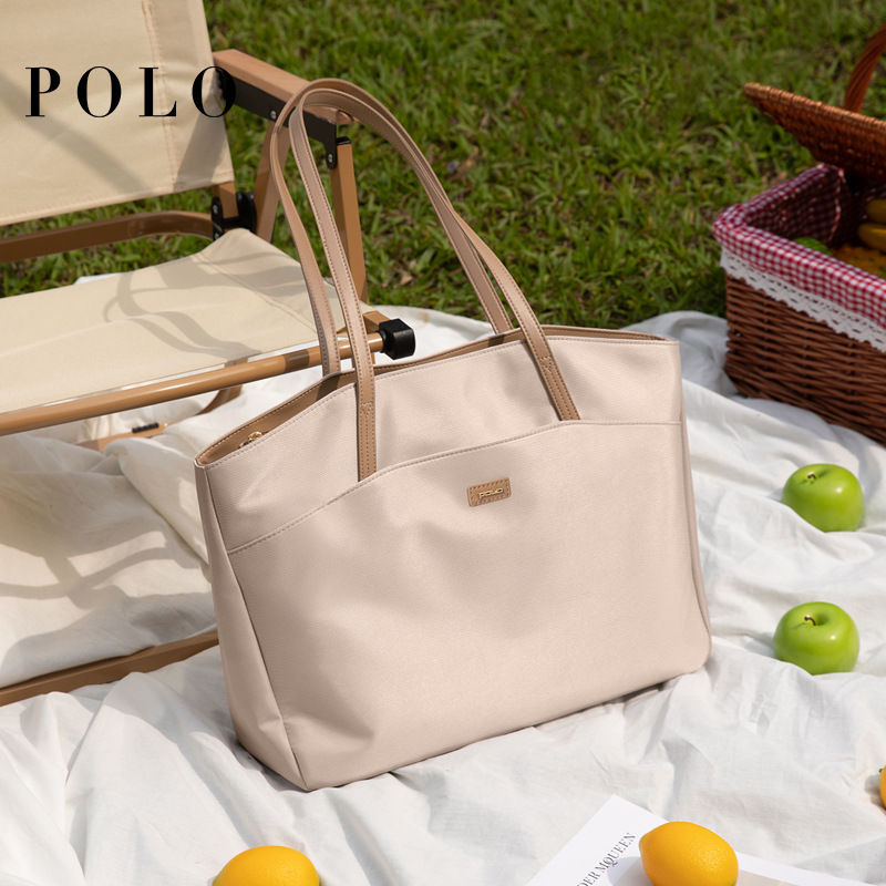 Polo Tote Bag Women's 2024 New Large Capacity Shoulder Bag College Students Class Big Bag Leisure Bag General Bag