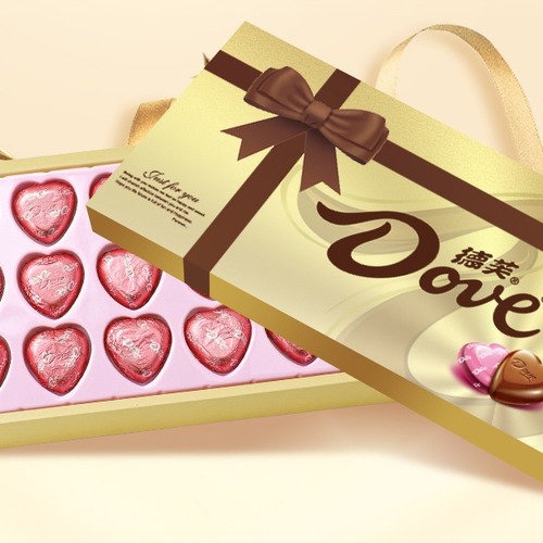 Dove Xinyu Chocolate Gold Gift Box with 18 heart-shaped candies to give your girlfriend 520 birthday snacks