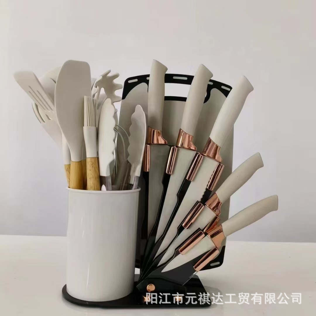 Set de 19 utensilios de cocina de silicona con soporte