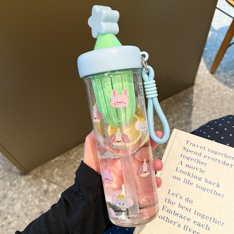 新型シンプルなコップ女子学生の高颜値ストロー付き茶倉プラスチックコップ夏学生の大容量外出コップ|undefined