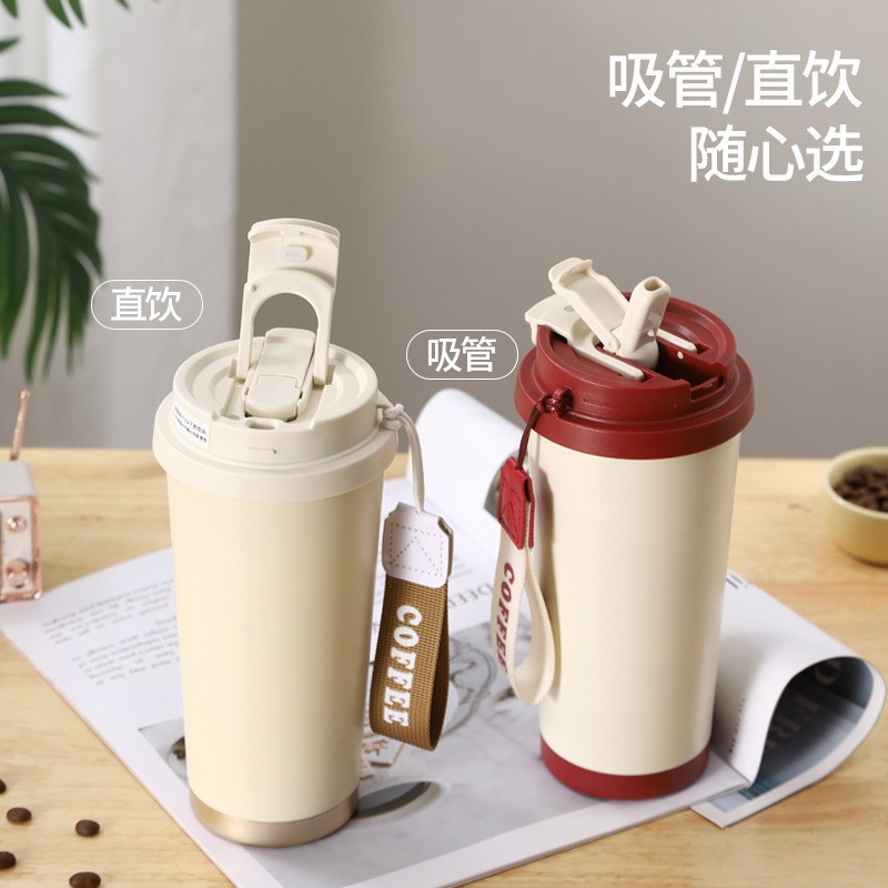 Termo de Acero Inoxidable 316, Taza de Café de Gran Capacidad, Taza de Agua con Pajita, Personalizable, Portátil, con Indicador de Temperatura, Regalo Empresarial