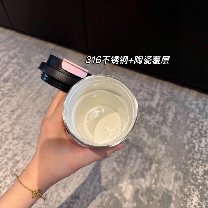 2025新款高颜值316不锈钢陶瓷内胆卡通保温杯便携吸管水杯咖啡杯|undefined