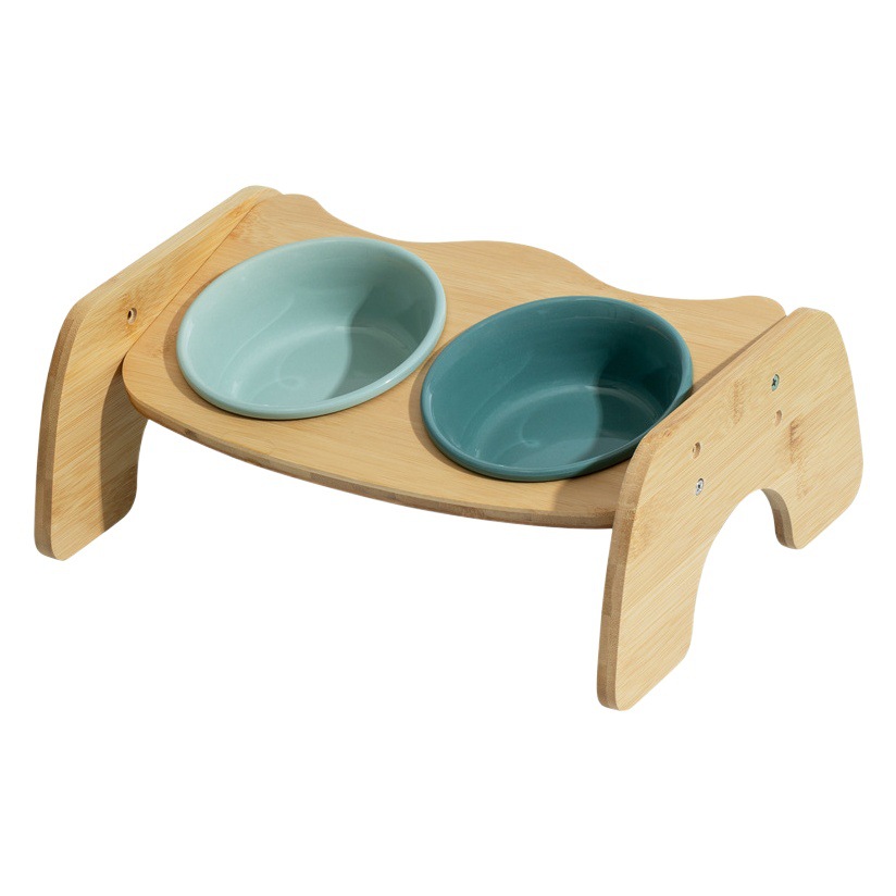 Cuenco de gato de cerámica cuenco de perro doble cuenco oblicuo protección de la boca vértebra cervical cuenco de comida para gatos antidetonante para mascotas al por mayor