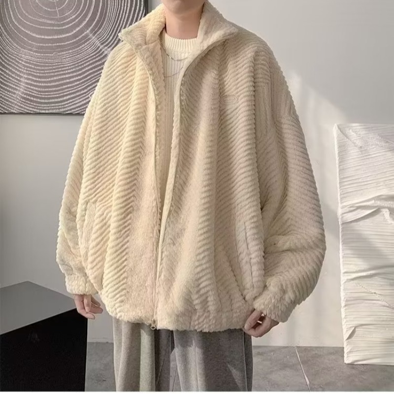 Herrenbekleidung Lammfleecemantel Herren Winter Baumwolle gefütterte Jacke_voghion.com