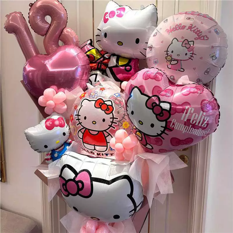 Hello Kitty, баллон для подруги на День Святого Валентина, букет, handmade DIY