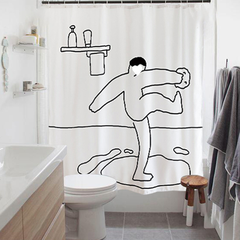 Waterproof Bathroom Shower Curtain, No Drilling Required, Anti-Leakage, Anti-Mildew, Thickened Shower Curtain, Bathroom Toilet Partition Curtain