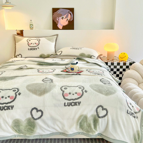  New 3D Fleece Throw Blanket with Thick Warm Coral Velour Cover Office Class Milky Velvet Cover