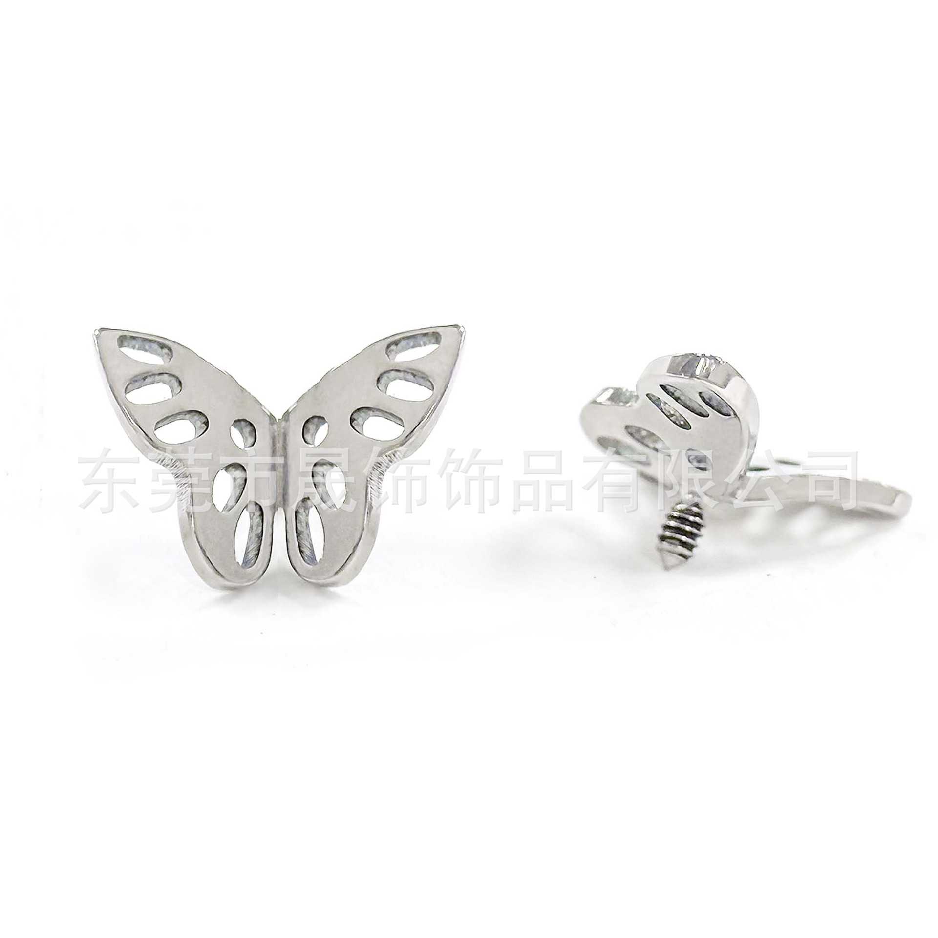 F136 Titanium Openwork Butterfly Ear Stud Labret Stud Tongue Barbell G23 Implant Grade Titanium 人体 Piercing Jewelry Helix Cartilage Stud Geometric 风