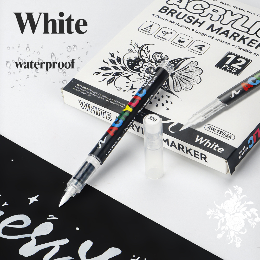 Blanco y negro acrílico líquido directo lápiz de marcado de alta calidad DIY tarjeta negra lápiz de contabilidad de mano lápiz de marcado de pintura suave