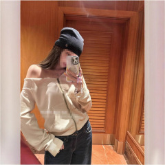 早安樊樊把妹王白色连帽卫衣拉链外套女薄款斜肩短款开衫上衣