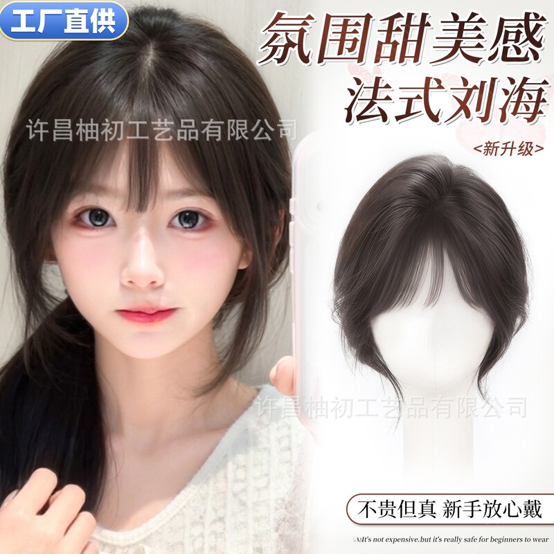 Xuchang Yuchu Bangs Wig for Women, Mixed Real and Synthetic Bangs, Increase Hair Volume, Fluffy French-Style Straight Bangs Wig Piece Xuchang Yuchu Bangs Wig for Women, Mixed Real and Synthetic Bangs, Increase Hair Volume, Fluffy French-Style Straight Bangs Wig Piece