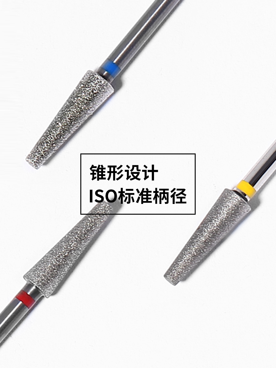 Venta caliente Ruso máquina de pulir uñas cabeza de molienda exfoliante de acero de tungsteno de alta gama cónica herramienta de galvanoplastia 4mm Diamante