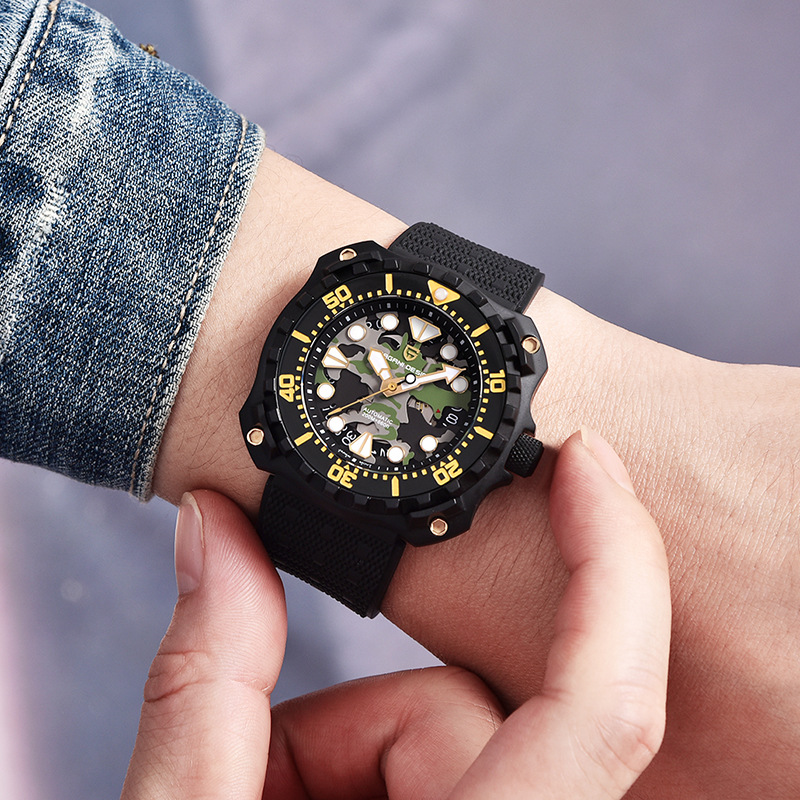 Pagani bojiani PD-YN009 reloj para hombre concha de acero cinta luminosa impermeable reloj mecánico automático