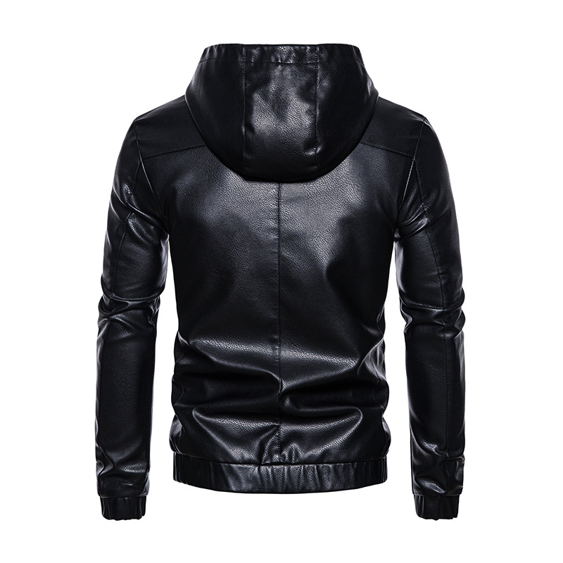 Chaqueta de cuero de hombre Amazon transfronterizo chaqueta de cuero PU hombre encapuchado delgado locomotora coreana chaqueta casual chaqueta superior hombre