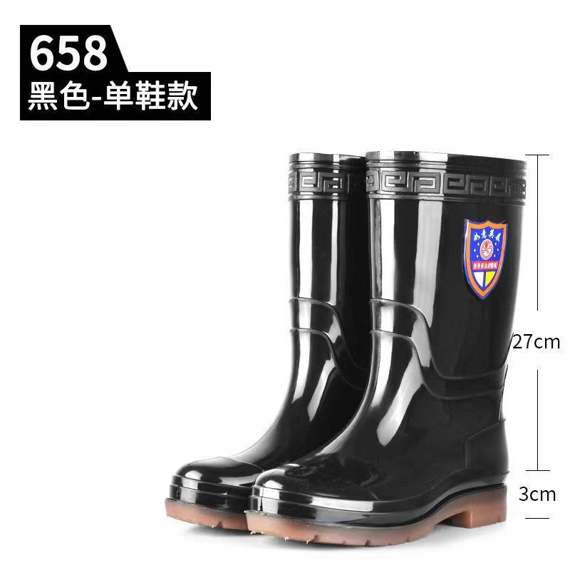 Botas de lluvia engrosada tendón inferior Protección Laboral antideslizante resistente al desgaste botas de agua forradas de lana trabajo caucho High School corto impermeable zapatos hombres