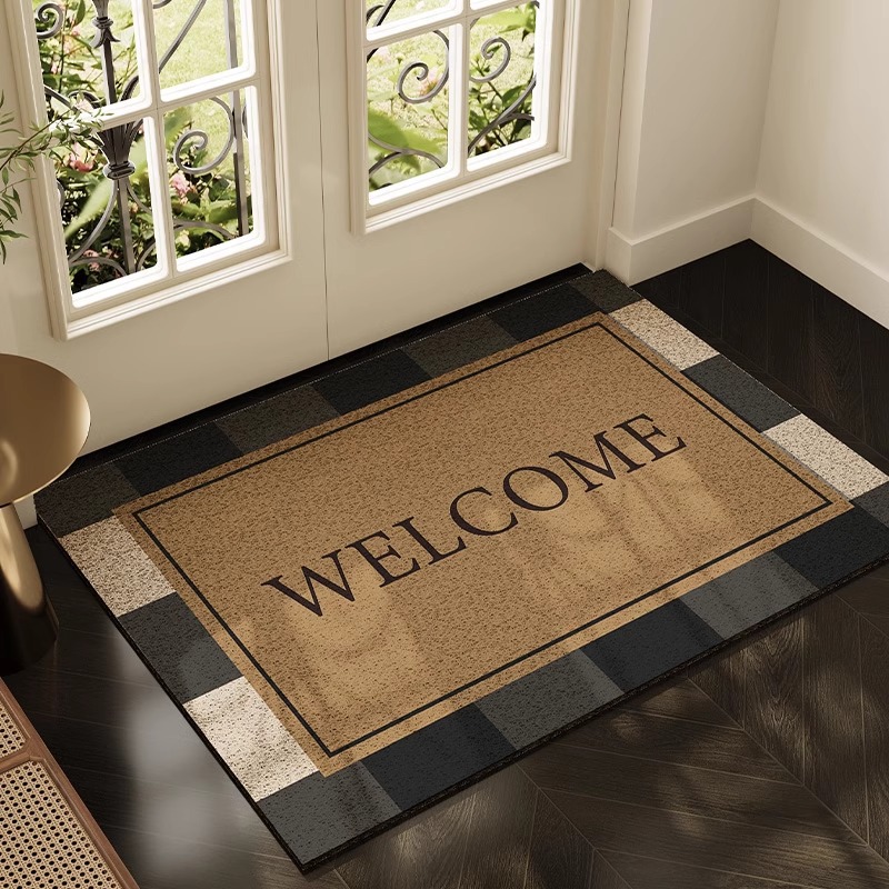 2026 nuevo estilo americano puerta de entrada alfombra de suelo en la puerta de entrada raspar barro alfombra de suelo de alambre antideslizante casero alfombra de suelo