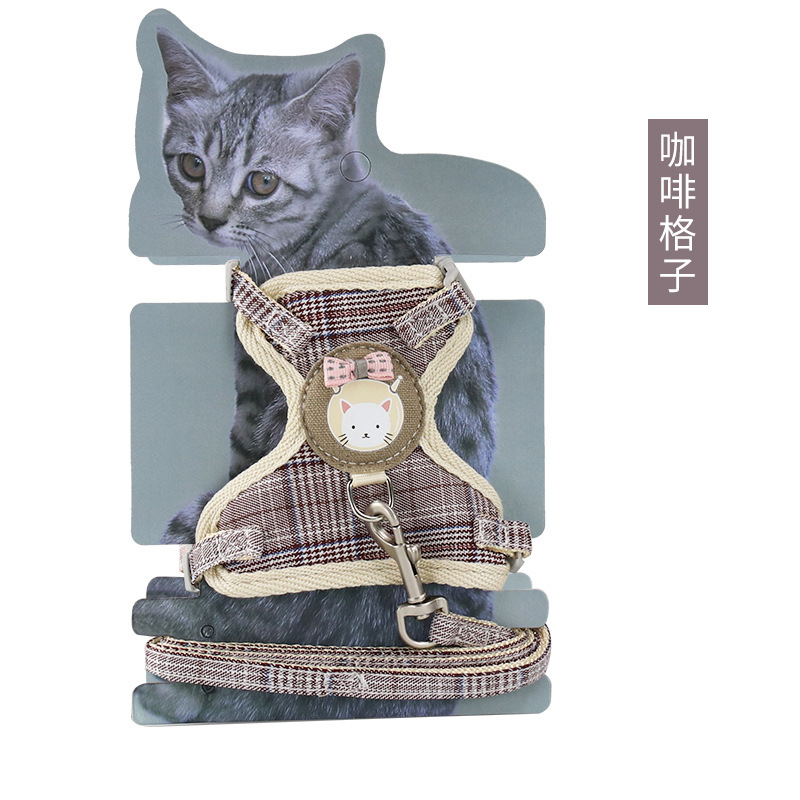 Fabricantes al por mayor explosión de tela de algodón de dibujos animados, cinturón de pecho de gato, cuerda de tracción de gato, cuerda de tracción de gato para caminar