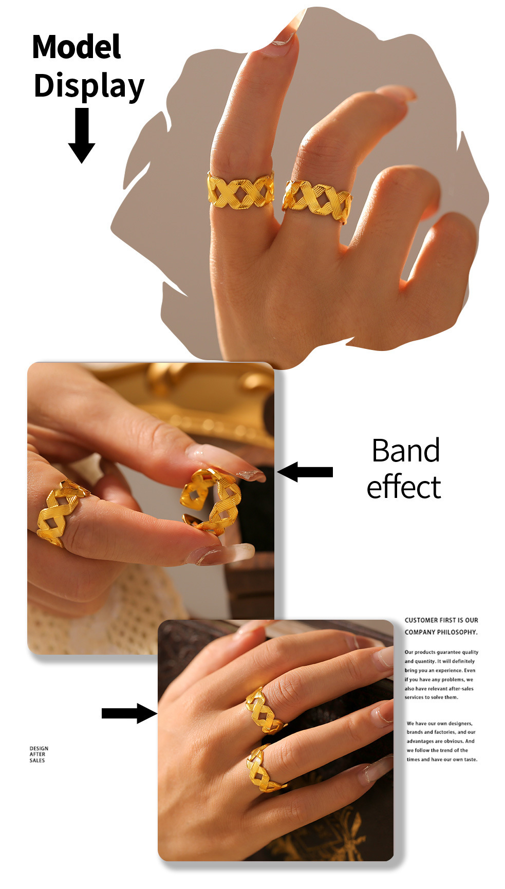 French Style Adjustable Texture Ring For Women Titanium Steel_voghion.com