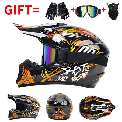 Go-Kart Downhill Bicycle Helmets, Motorcycle Safety Supplies - black-00-exclusive-for-foreign-trade-includes-three-piece-gift-set-s-55-56-head-circumference