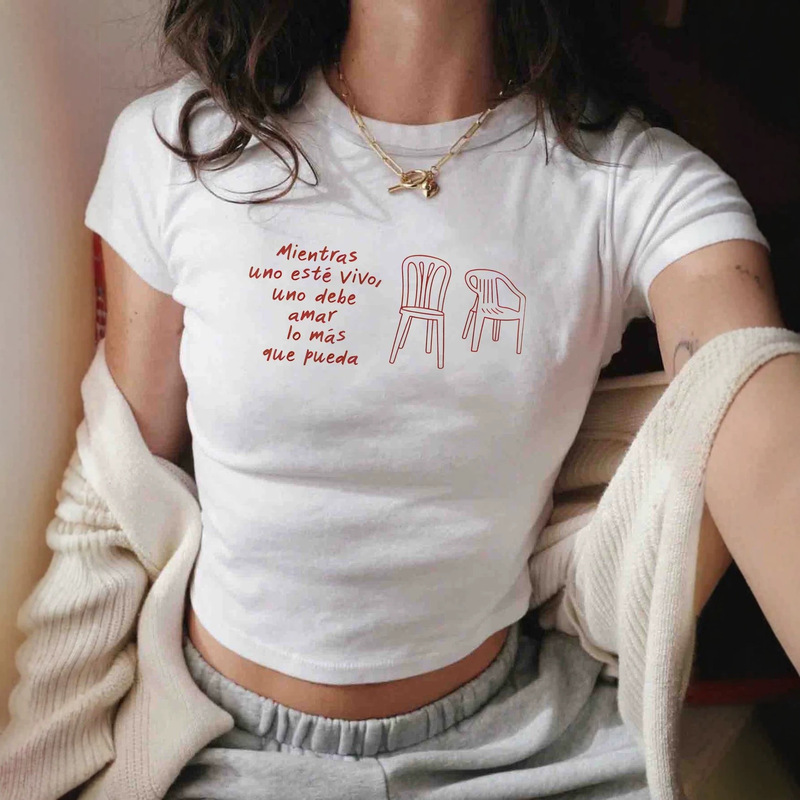 Cross-Border European and American Popular Letter Pattern Printed T-Shirt, Sweet and Spicy Style, Slim Fit, Cropped Round Neck Short-Sleeve Top for Women Cross-Border European and American Popular Letter Pattern Printed T-Shirt, Sweet and Spicy Style, Slim Fit, Cropped Round Neck Short-Sleeve Top for Women
