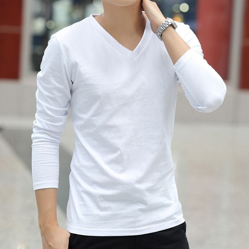 Spring and Summer Long-Sleeve Shirts for Men, Cotton Inner Layer Base Shirt, Autumn Clothing, Trendy Men's Fashion T-Shirts, Top Clothing, Trendy