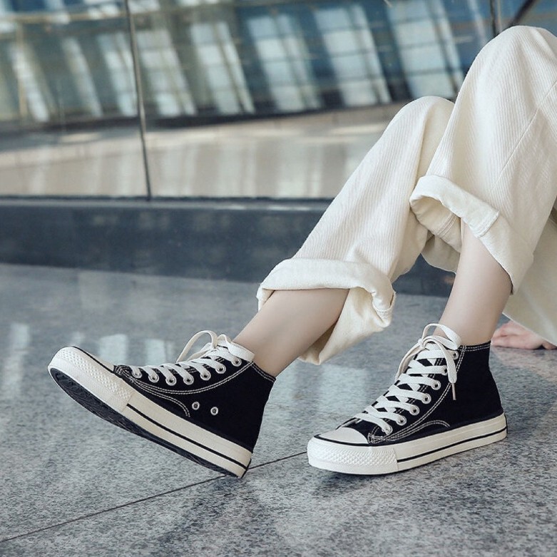 Putian 1970s Canvas Shoes Campus Classic High-top Blue-soled Male and Female Student Couple All-match Board Shoes One Size Large