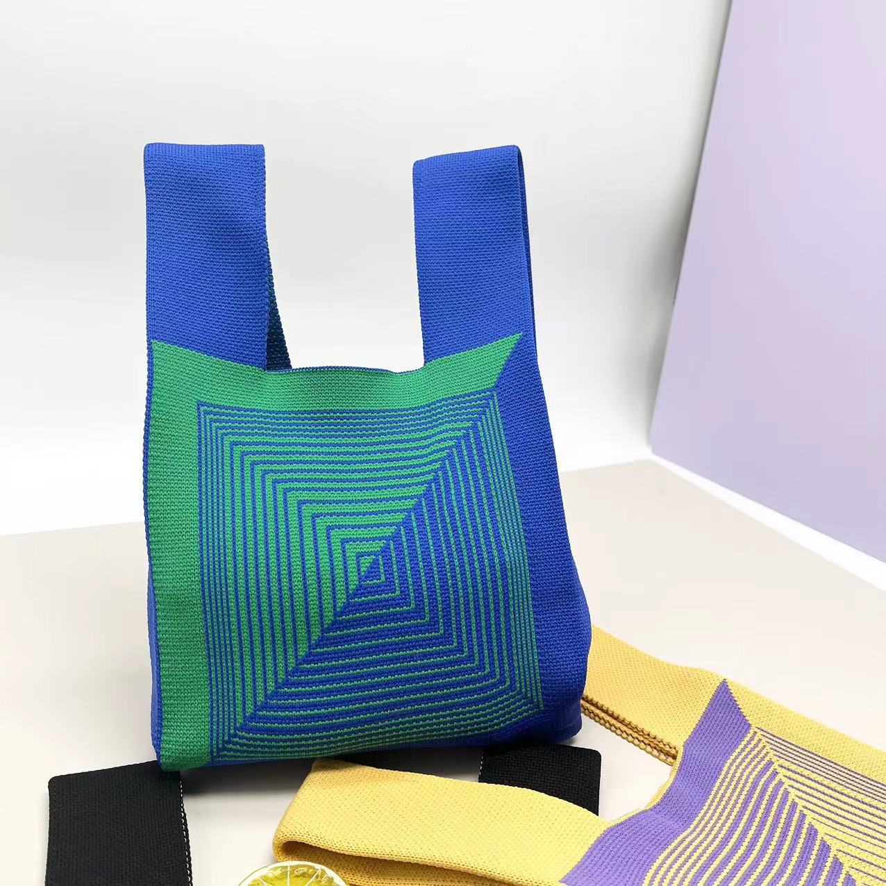 Bolso de mano tejido para embalaje de regalos, bolso tejido con múltiples patrones, estilo ins, bolso tejido para mujer, mini versátil.