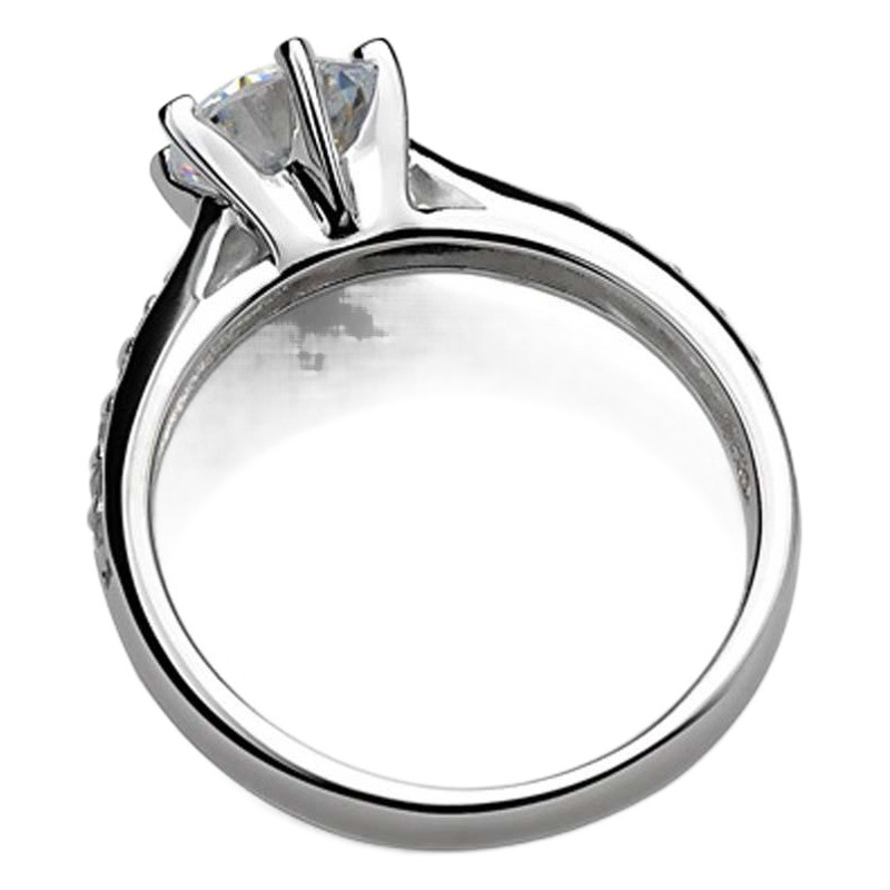 JZ016 Chanel silver new six-claw jewelry simple 70-point diamond ring imitation diamond Women's Japanese and Korean style wedding gift