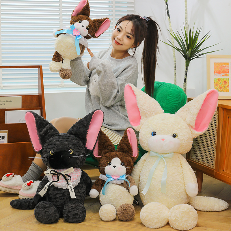 Running Devon Cat Stuffed Toy Curly Devon Cat Doll Pillow Bow Tie Devon Cat Doll for Girlfriend