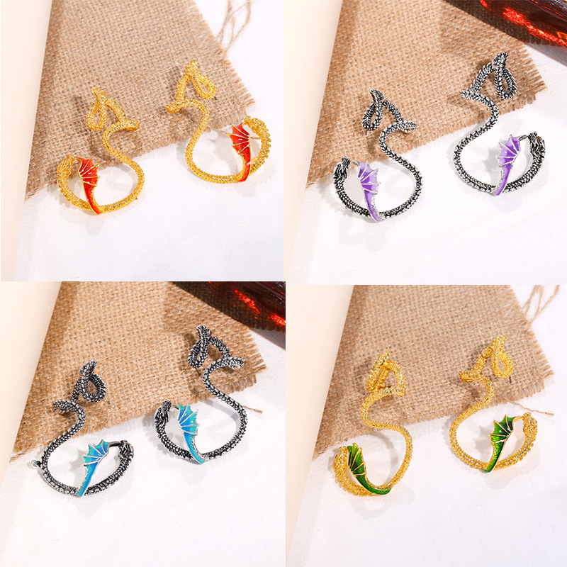 Nuevo cross-border personalizado flying dragón auriculares nicho de moda retro diseño sin agujeros de orejas para hombres y mujeres usar auriculares de alto nivel