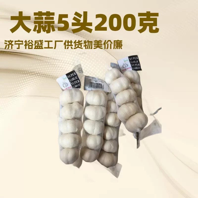 出口白大蒜，供应5头200克，5头装250克，山东特产优质