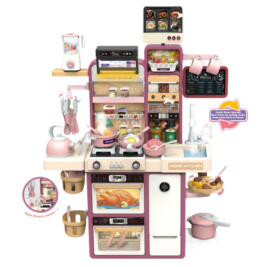 Simulación de niños transfronterizos 93cm de agua pulverización acústica y óptica cocina mesa de comedor para cocinar en casa juego de cubiertos