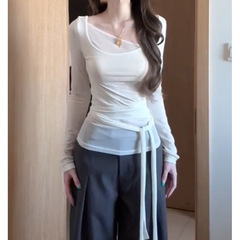 设计秋季新款不规则长袖防晒罩衫女宽松显瘦T恤上衣女2025秋季新