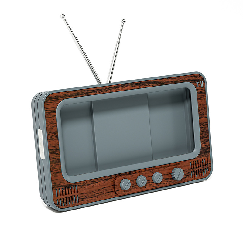 創意的なレトロなデスクトップの携帯電話のスクリーンのアンプは劇のテレビの形を追ってbluetoothの音響の携帯電話のスタンドを持ちます。|undefined