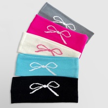 韩版针织蝴蝶结发带女小众运动健身吸汗带甜美百搭宽边高弹力头巾