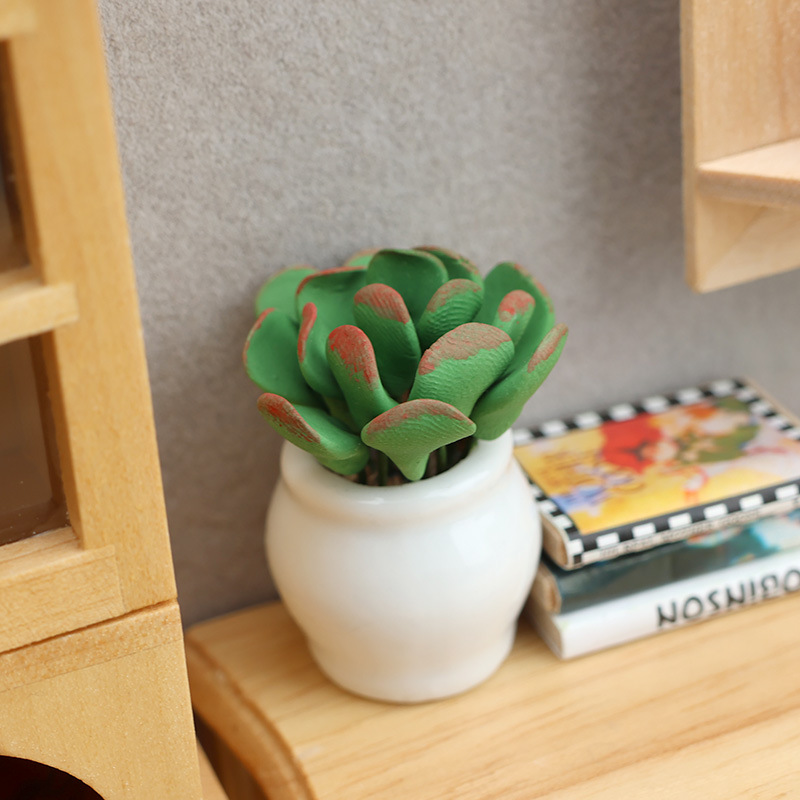1:12 Dollhouse Mini Furniture Room Decoration Accessories Clay Flower Pot Ornaments Artificial Flowers 2