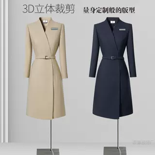 职业连衣裙女秋季高级感气质收腰职场通勤上班售楼部珠宝店工作服
