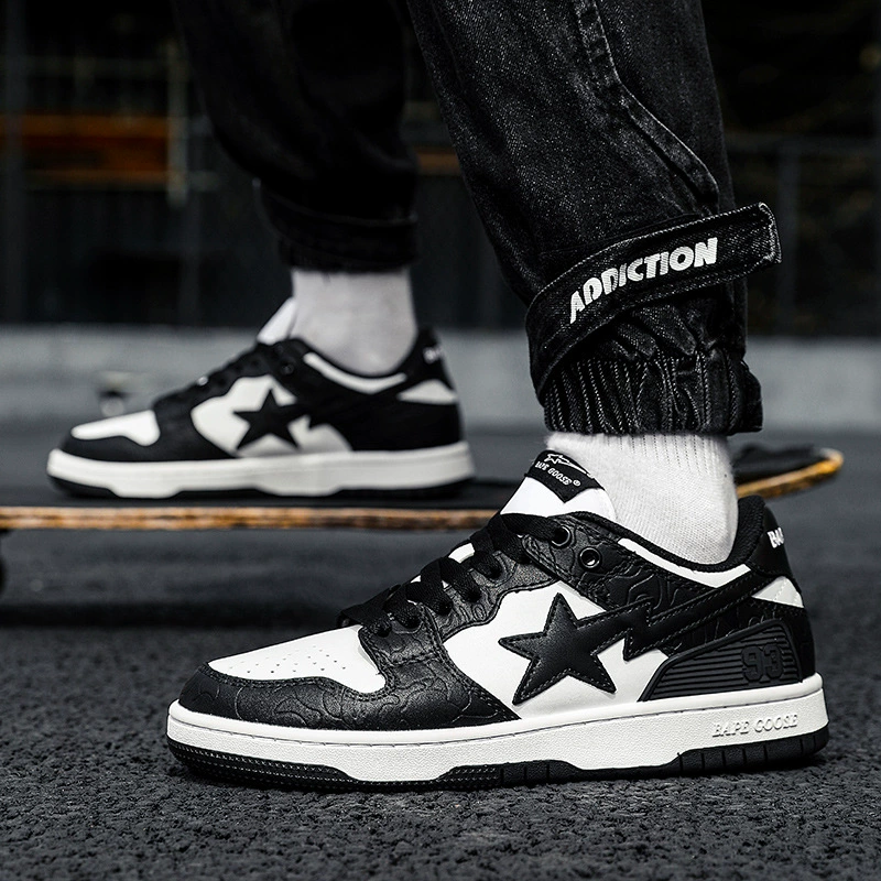 BAPEGOOSE модная обувь модного бренда мужские новые дышащие официальные черно-белые спортивные кроссовки с пандой повседневные 2023