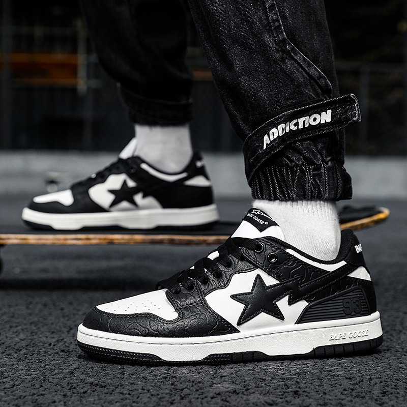 Bapegoose Trendy Shoes Trendy Brand Men's New Breathable Official Black and White Panda Sports Sneakers Casual 2023 Bapegoose Trendy Shoes Trendy Brand Men's New Breathable Official Black and White Panda Sports Sneakers Casual 2023