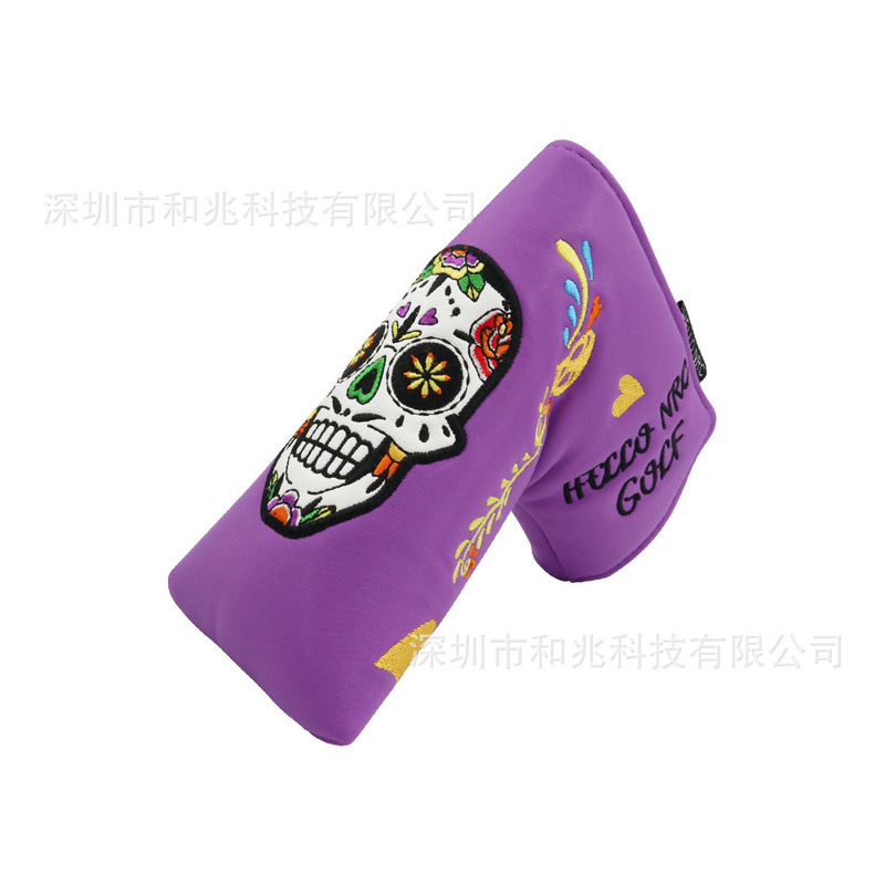 高尔夫推杆套L型可爱卡通刺绣 一字型PU防水磁吸魔术贴直条球杆套|undefined