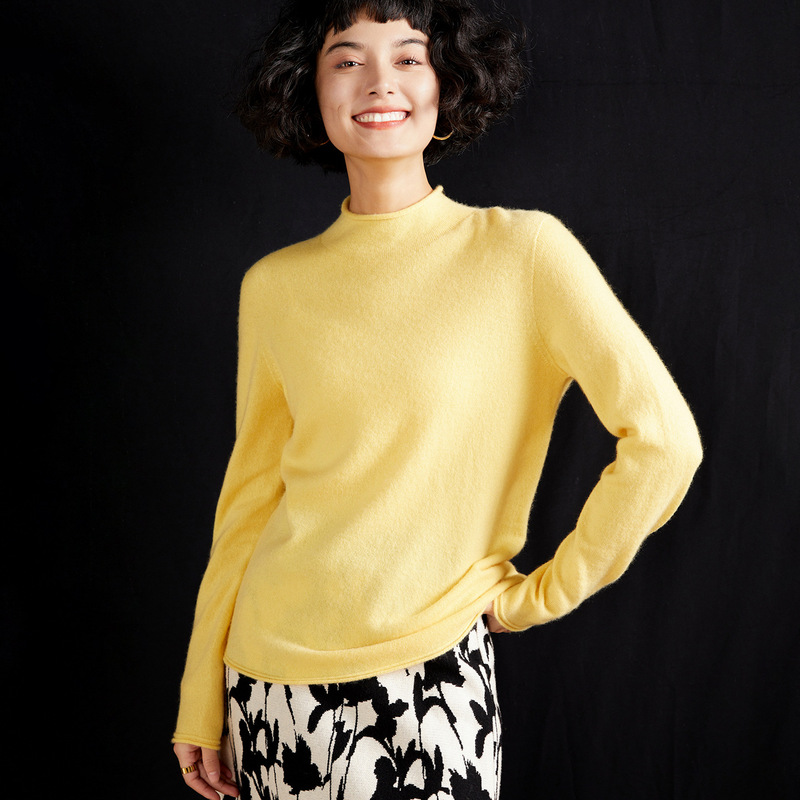 Seamless Rolled-Edge Half-Turtleneck Cashmere Sweater for Women, New Autumn and Winter Knitwear, Cashmere Sweater, Inner Layer Base Shirt