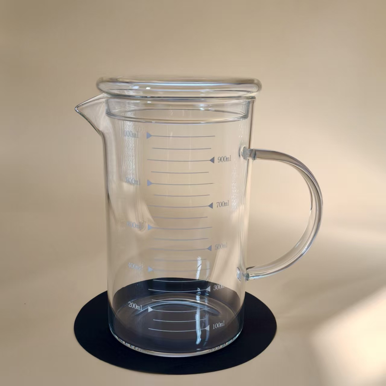 1000ml 흰색 라벨 계량컵 유리 뚜껑