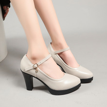 超高高跟鞋女2025年春新款设计感舒适气质春季防水台一字扣单鞋女