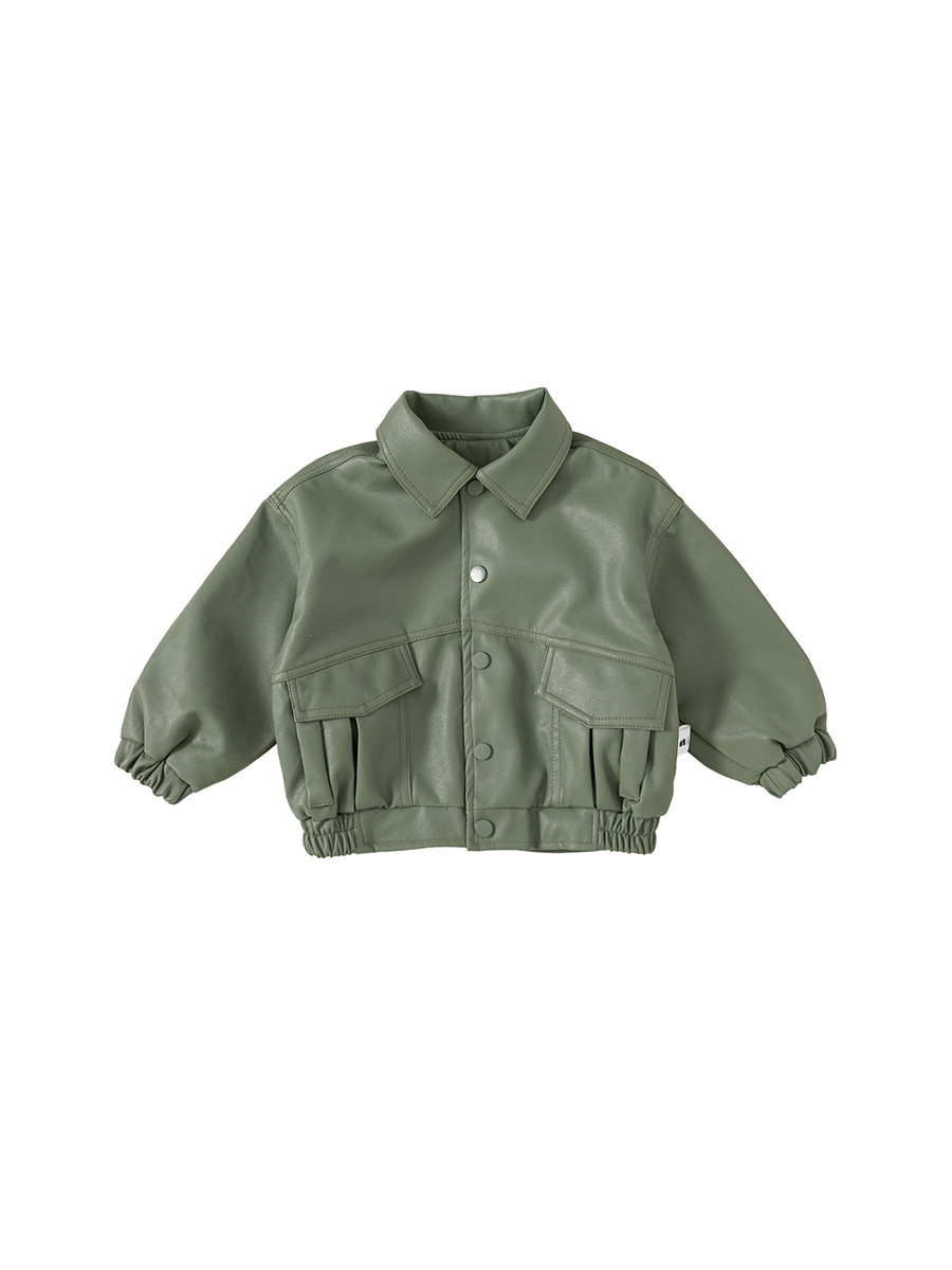 Ropa infantil Youbao, estilo otoñal, chaqueta para niños, chaqueta de cuero de color sólido para niños, chaqueta de cuero estilo motero punk, chaqueta elegante para niñas image 7