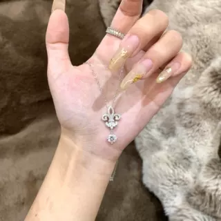 S925纯银满钻鸢尾花项链女小众设计轻奢时尚百搭高级感首饰送闺蜜