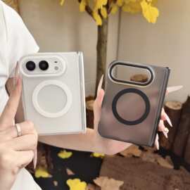 适用于iPhoneDuo折叠屏磨砂透色软边磁吸双护轴三星ZFold8手机壳