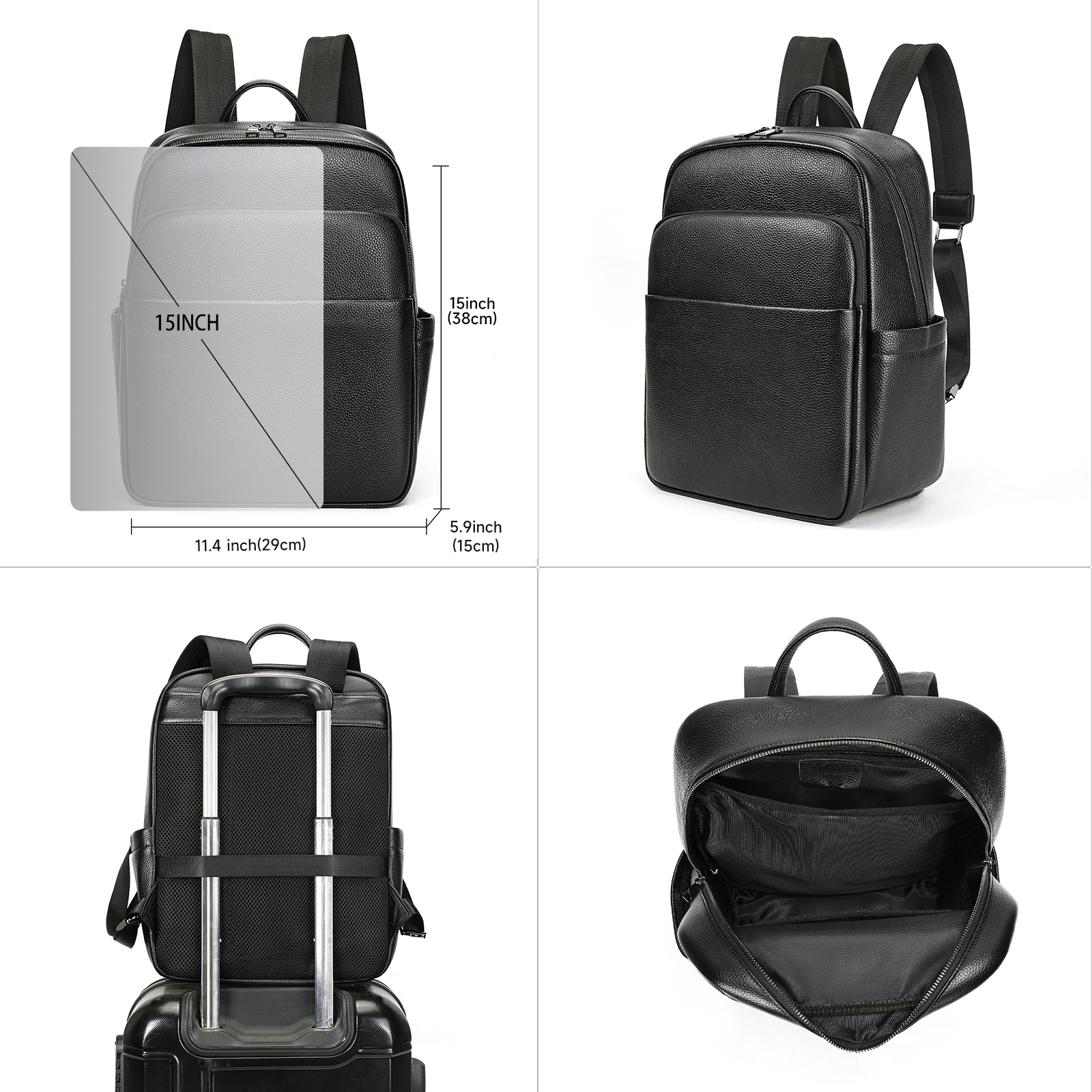 Ba lô nam công sở da bò cao cấp, đựng laptop 15 inch, dung tích lớn — 2348 Màu đen, 2349 màu đen, 2350 màu đen, 2351 Màu đen