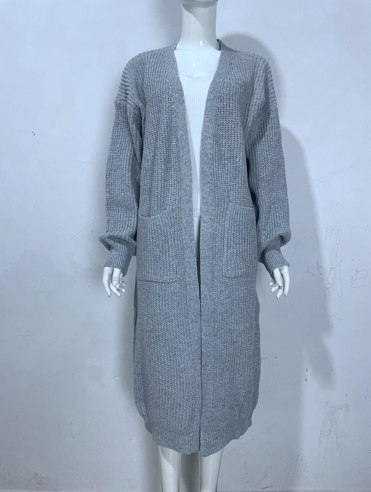 Cardigan maglione sciolto da donna con maniche a lanterna_voghion.com