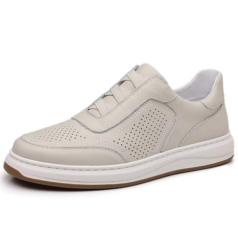 Piel de vaca de primera capa 2025 verano nuevo estilo sandalias de hombre cuero casual perforado hueco transpirable zapatos de cuero para hombre